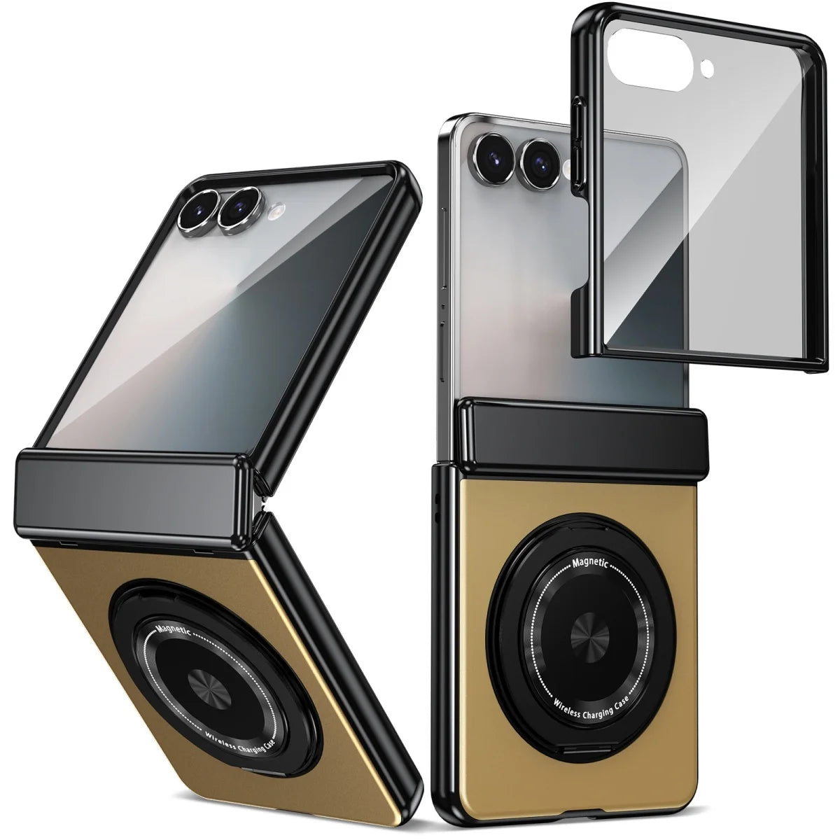 360° Rotating Ring Stand Magnetic Hinge Protective Phone Case for Samsung Galaxy Z Flip 8 7 FE 6 5 4 3 with Screen Film Cover