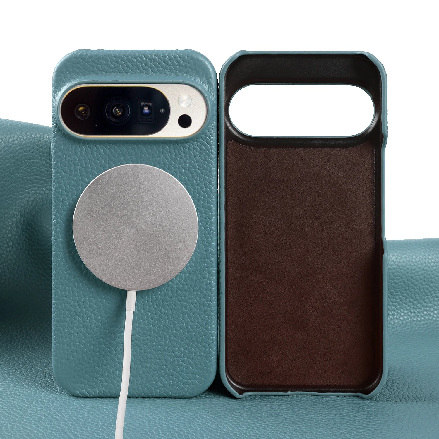 For Magsafe Magnetic Lychee Genuine Leather Case For Google Pixel 10 Pro XL 9 8 7 6 5 9A 8A 7A 6A Back Cover Phone Cases Coque