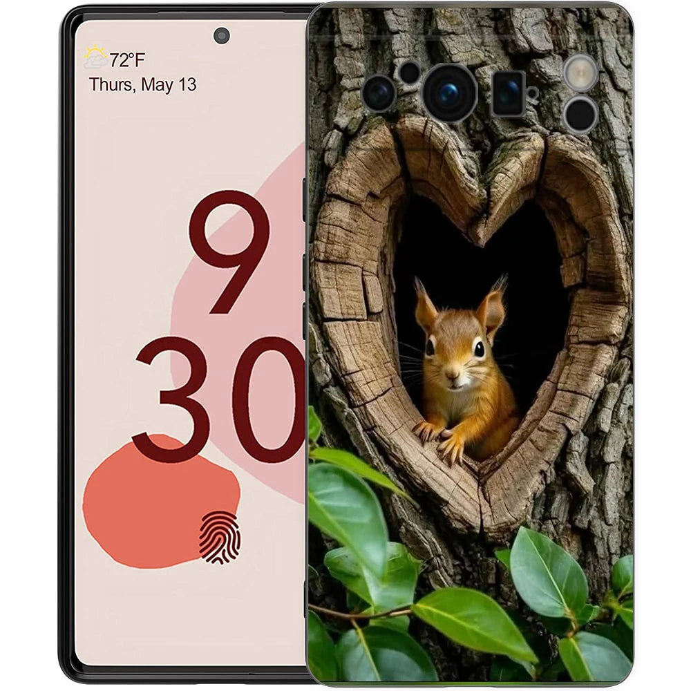Cartoon Animal Bear Fox Squirrel Phone Case For Google Pixel 10 9 8 7 6 Pro XL 9A 8A 6A 7A 5G Soft Shockproof TPU Black Cover