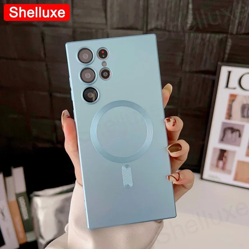 Luxury For Magsafe Magnetic Soft TPU Case Shelluxe For Samsung Galaxy S26 S25 EDGE S24 S23 S22 Ultra S21 Plus S20 FE Phone Cover