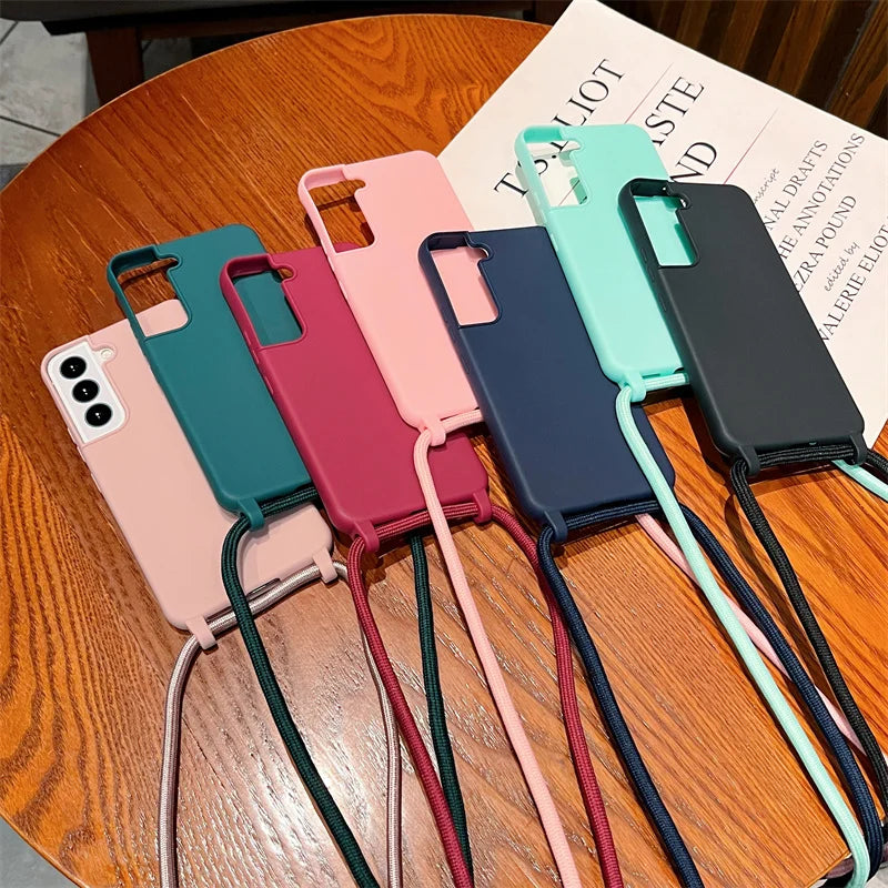 Crossbody Lanyard Strap Case For Samsung Galaxy S26 S25 Edge S24 S23 S22 S21 S20 FE Plus Note 10 20 Ultra A41 A21S 5G Soft Cover