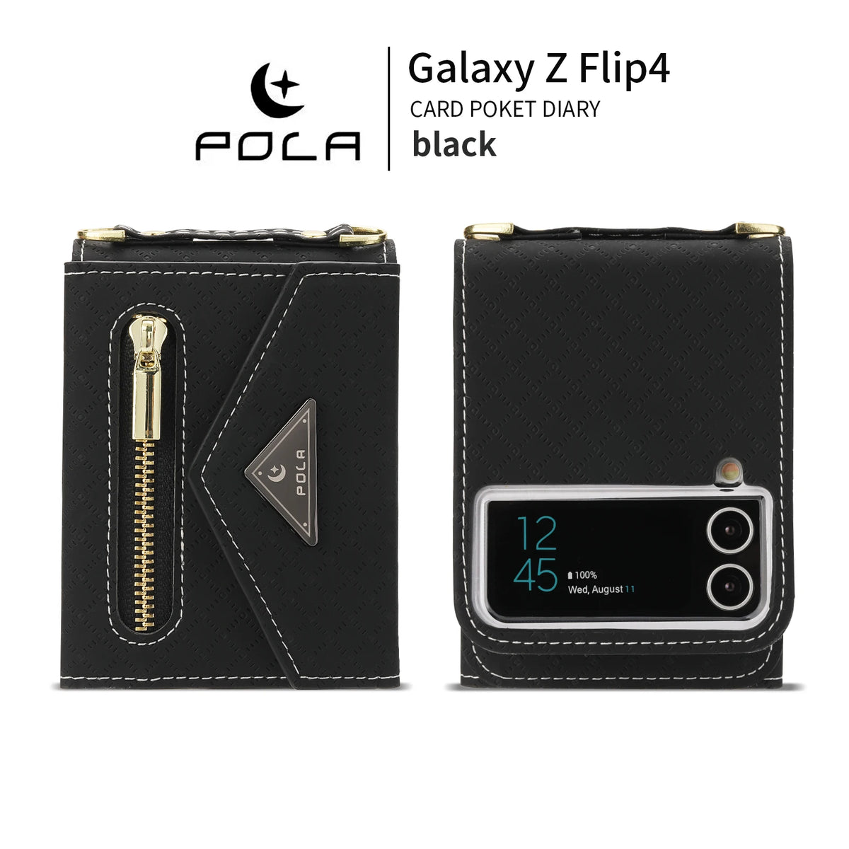 Zipper Leather Case For Samsung Galaxy Z Flip 8 7 FE 6 5 4 3 Flip8 Card Holder Wrist Strap Handbag Magnetic Folio Wallet Cover