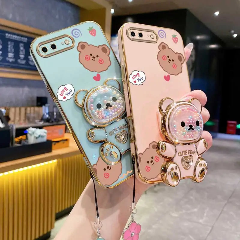 Clover Strap Lanyard Love You Bear Phone Holder Case On For iPhone 8 Plus 7 6 6s Plus Se 2020 7plus 8plus X XR XS Max Back Cover