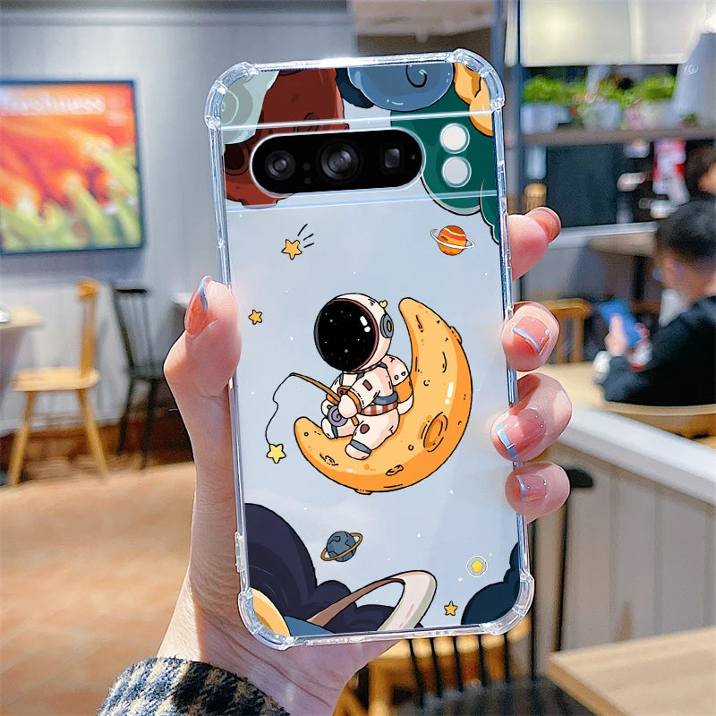 P ixel 8 Pro Lunar Astronaut Transparent Phone Case For Google Pixel 9Pro 9 8Pro 7Pro 9ProXL 6 7A 8A 8 7 6A 6Pro Cover