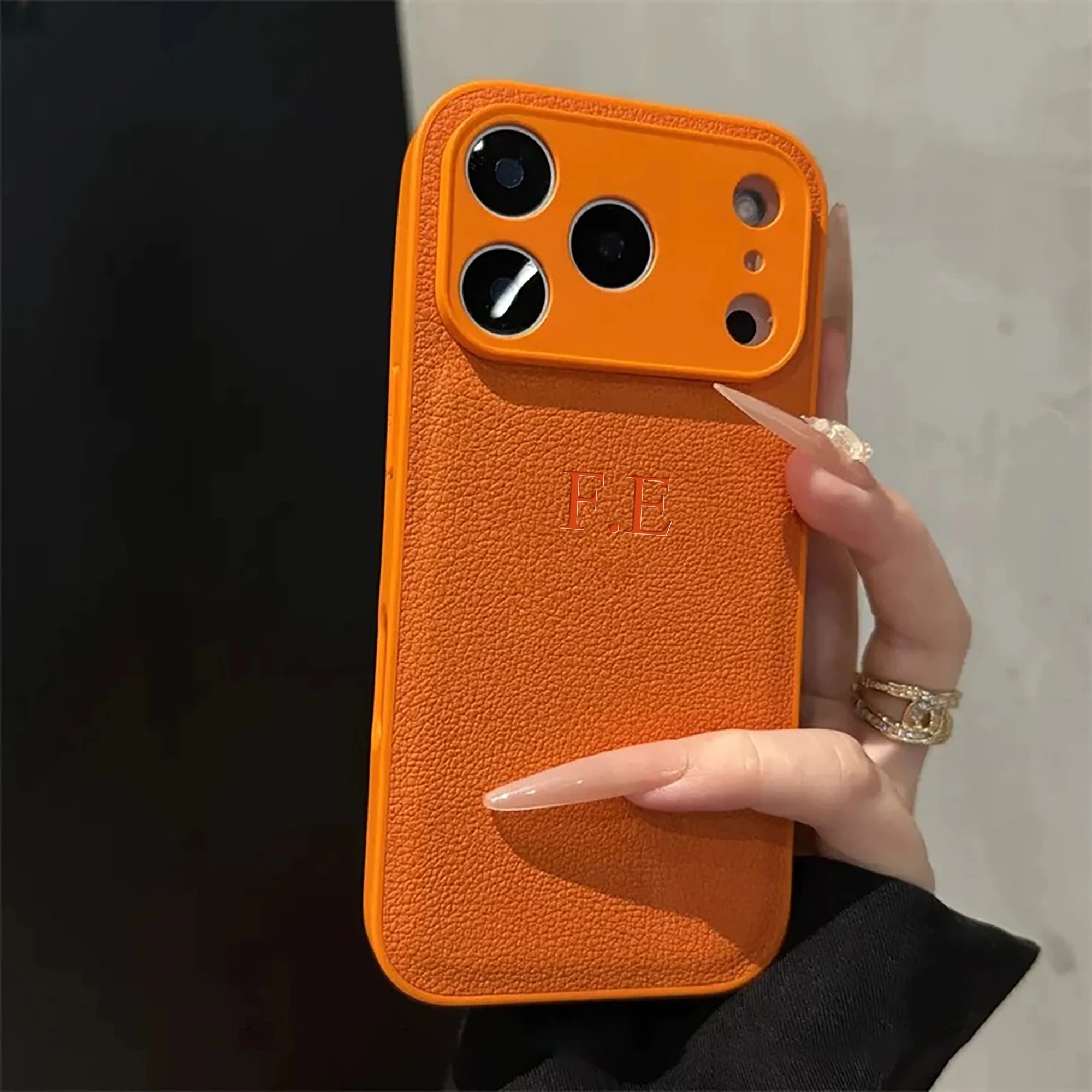 Custom Name Phone Case For iPhone 17 16 15 14 13 Pro Max Plus Air 3D Hot Stamping Faux Leather Cover Couple Gift