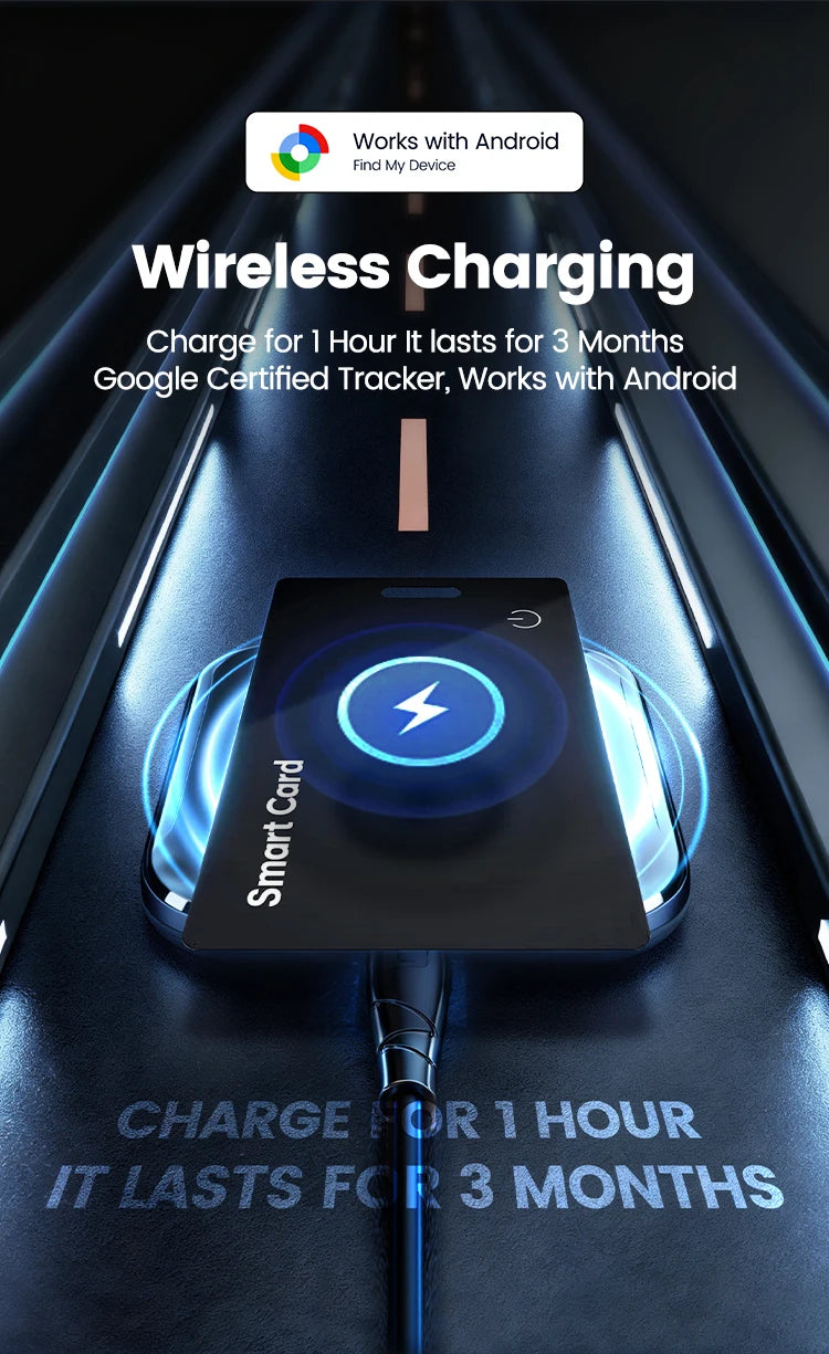 Ultra Thin Global GPS Android Tracker Card Wireless Charging Waterproof Smart Wallet Tracker Card with Google Find My Device App