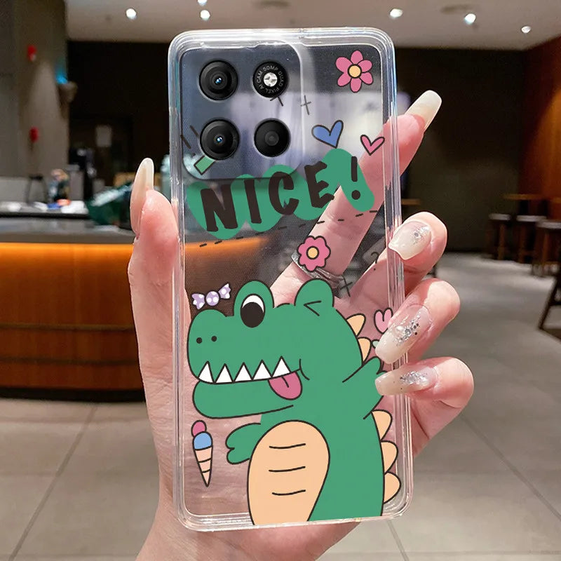 Phone Case For Motorola Moto G15 / Moto G15 Power Funda Capa Butterfly Bow Protective Casing Transparent Soft Silicone TPU Cover