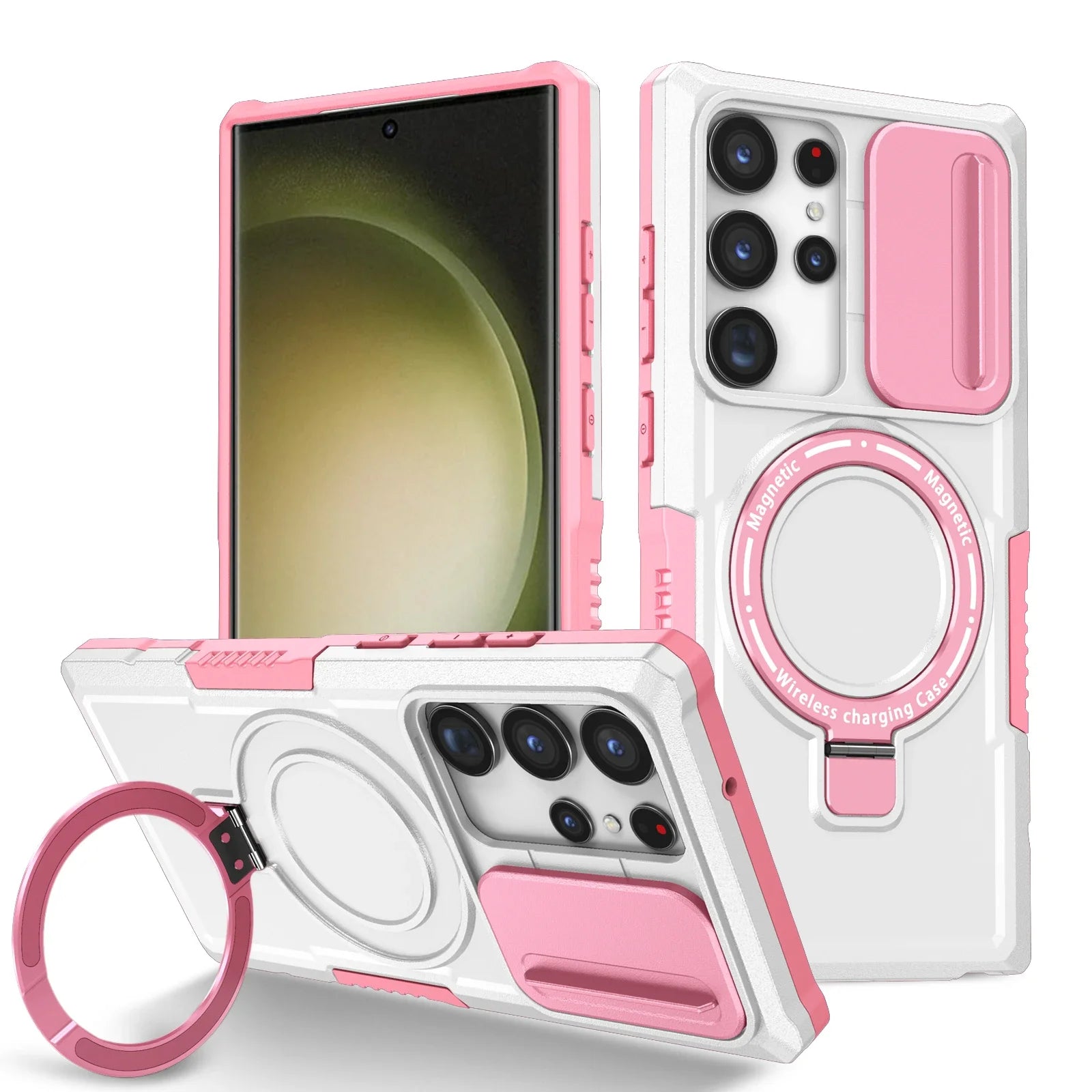 Hybrid Armor Case For Samsung Galaxy S25 S23 S24 25Ultra S22 Plus S26 Note 20 S23 FE Car Holder Magnetic Wireless Charging Cover