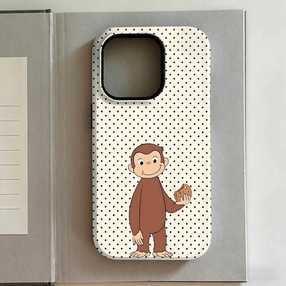 New Style Curious George Phone Case for iPhone 17 16e 16 15 14 13 12 11 X XS XR XSMAX 7 8 Air Pro Max Plus Luxury Double-layer