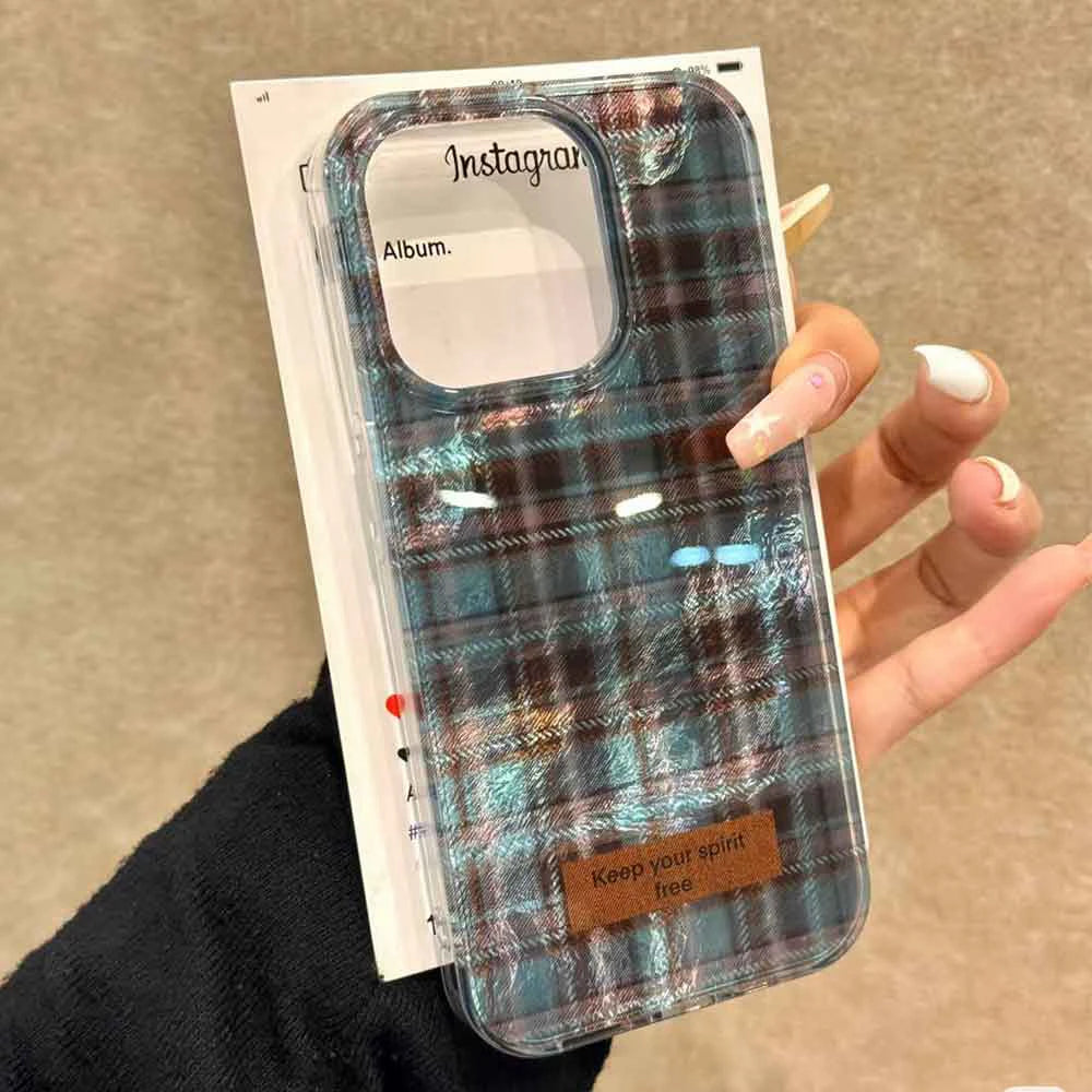 ﻿Winter Brown Lattice Grid Pattern Women Gilrs Phone Case for Samsung Galaxy S25 S24 S23 S22 S21 S20 FE Plus Ultra Shell Cover