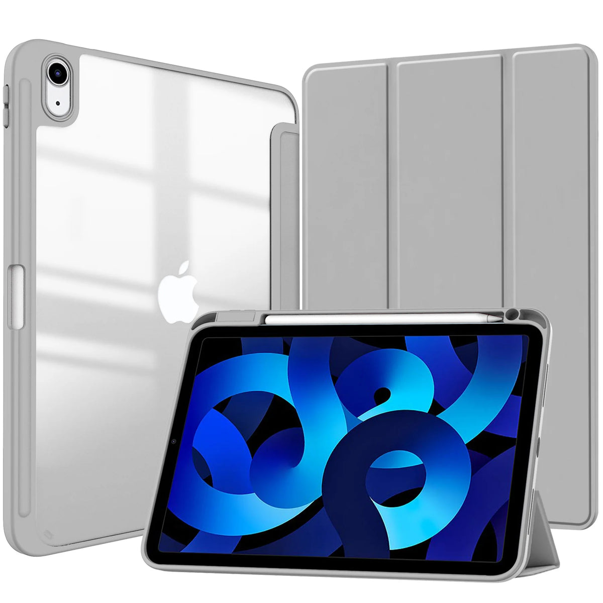 Solid Color Tablet Case for IPad (A16) 11inch 2025 10th 10.9Inch Clear Back TPU Shockproof Protector Cover with Pencil Holder