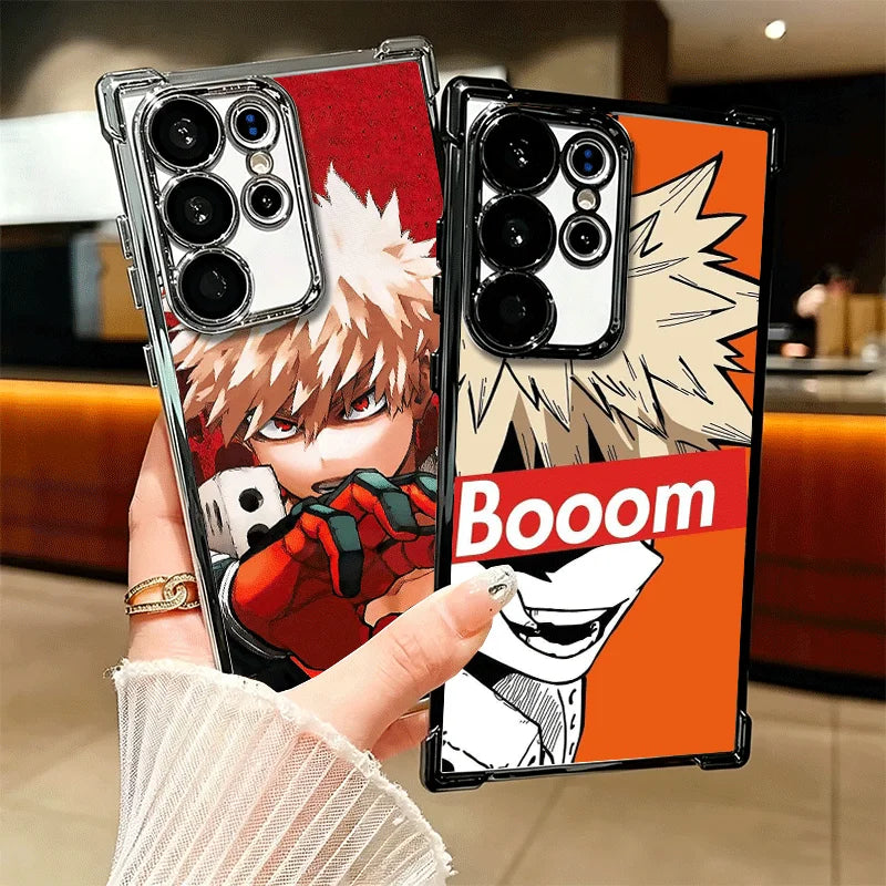 MHA My Hero Bakugou Katsuki Plating Phone Case For Samsung Galaxy S25 S26 Edge S24 S23 Ultra S22 S21 Plus S20 FE Anti-Fall Prote