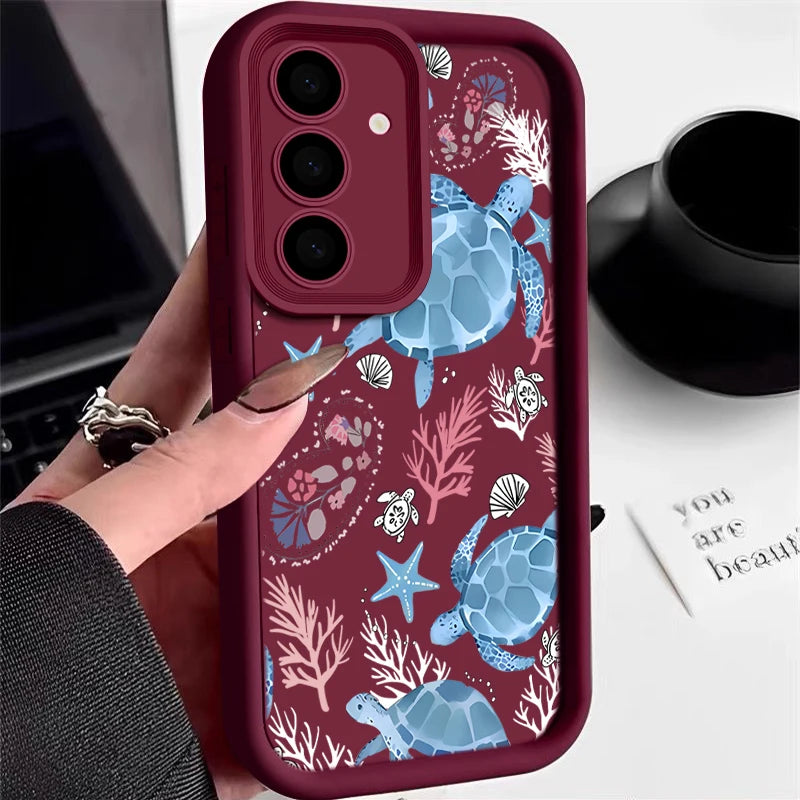 Sea Turtle Pattern TPU Case For Samsung Galaxy S26 S25 S23 Ultra S24 FE A57 A17 A56 A36 A26 A55 A16 A15 A35 A25 5G Phone Cover