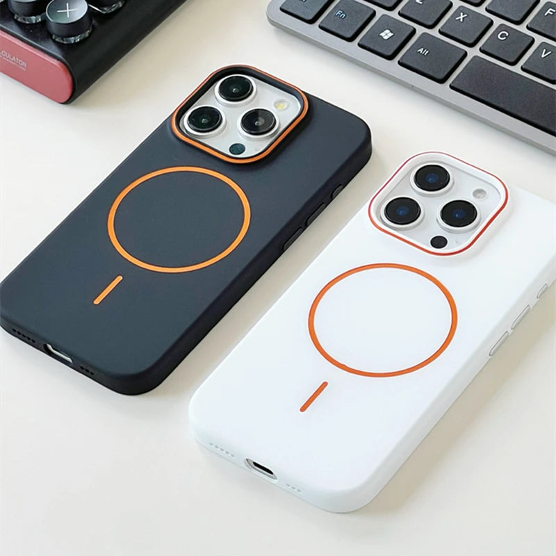 Ultrathin Hit Color For MagSafe Phone Case for iPhone 17 16 15 Pro Max 14 13 12 Magnetic Wireless Charger Matte Hard PC Cover