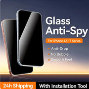2Pcs Anti-spy Glass For iPhone 17 16 15 14 Pro Max Glass For iPhone 17 16 15 14 13 12 Pro Max Privacy Screen Protector
