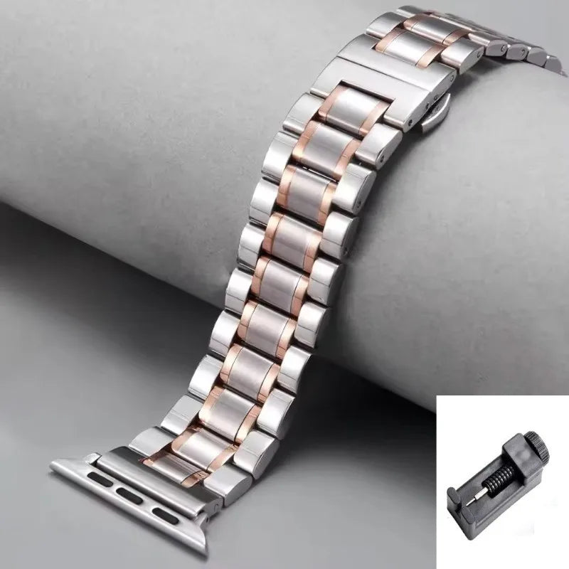 Stainless Steel Strap for Apple Watch Strap Series 10/9/8/7/6/5/4/3/SE Metal Bracelet 49mm 45mm 44mm 42mm 46mm 41mm 40mm 38mm