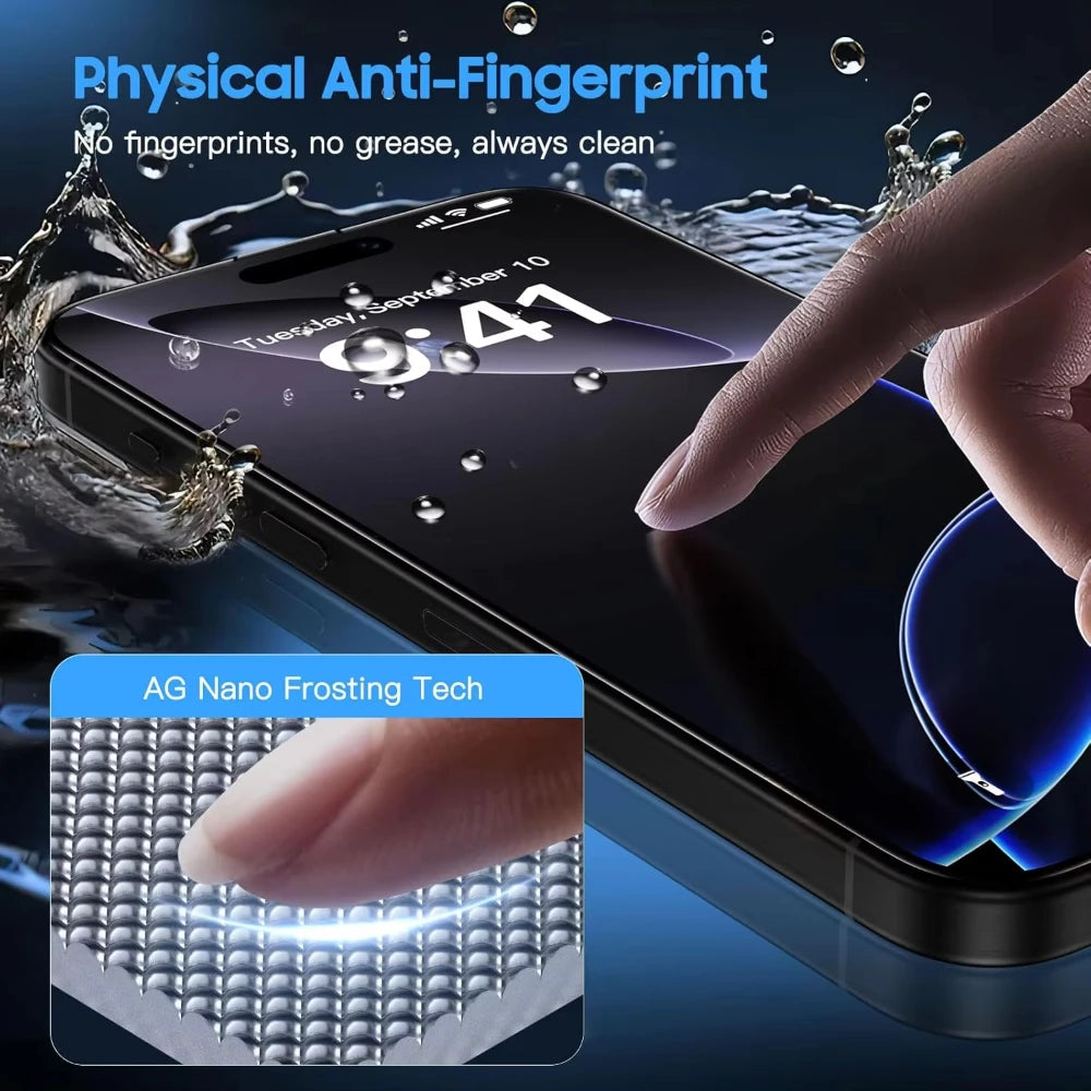 NNBILI 3pcs Full Cover Matte Privacy Screen Protector For iPhone 18 17 16 15 14 13 12 11 Pro Max Plus Mini XS Anti-Peeping Glass