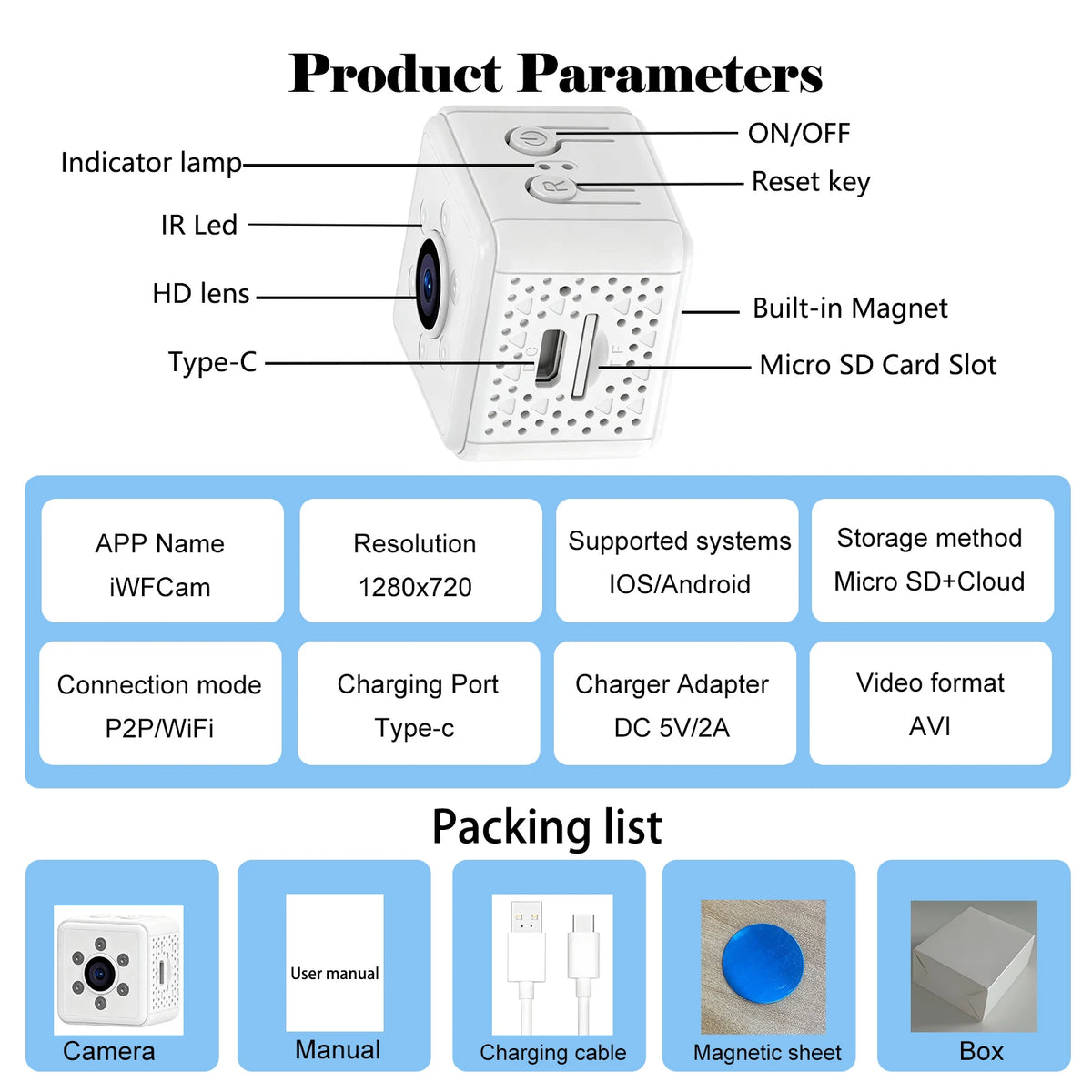 Next-Gen Mini Wireless Security Camera Portable Smart Indoor Nanny Cam with Motion Alerts