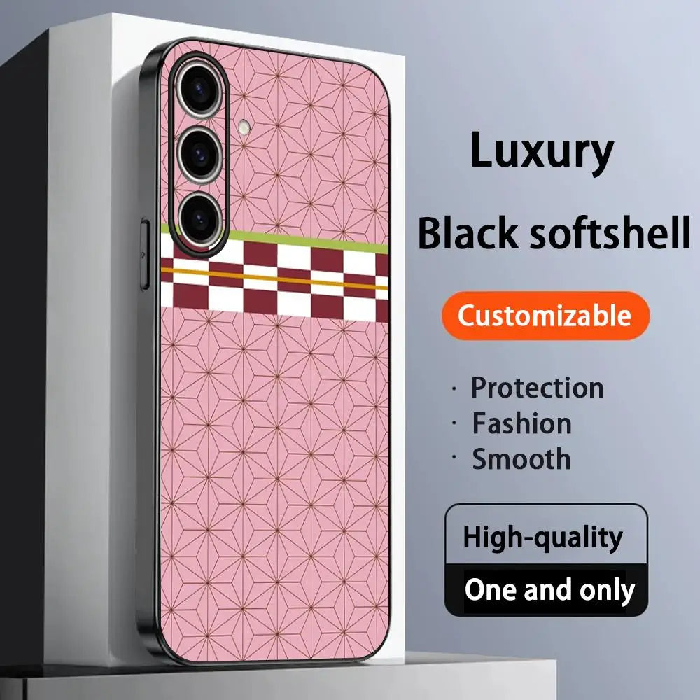Demon Slayer costume art design Phone Case For Samsung Galaxy S25 S24 S23 S22 S21 S20 Plus Ultra Note20 Soft Black