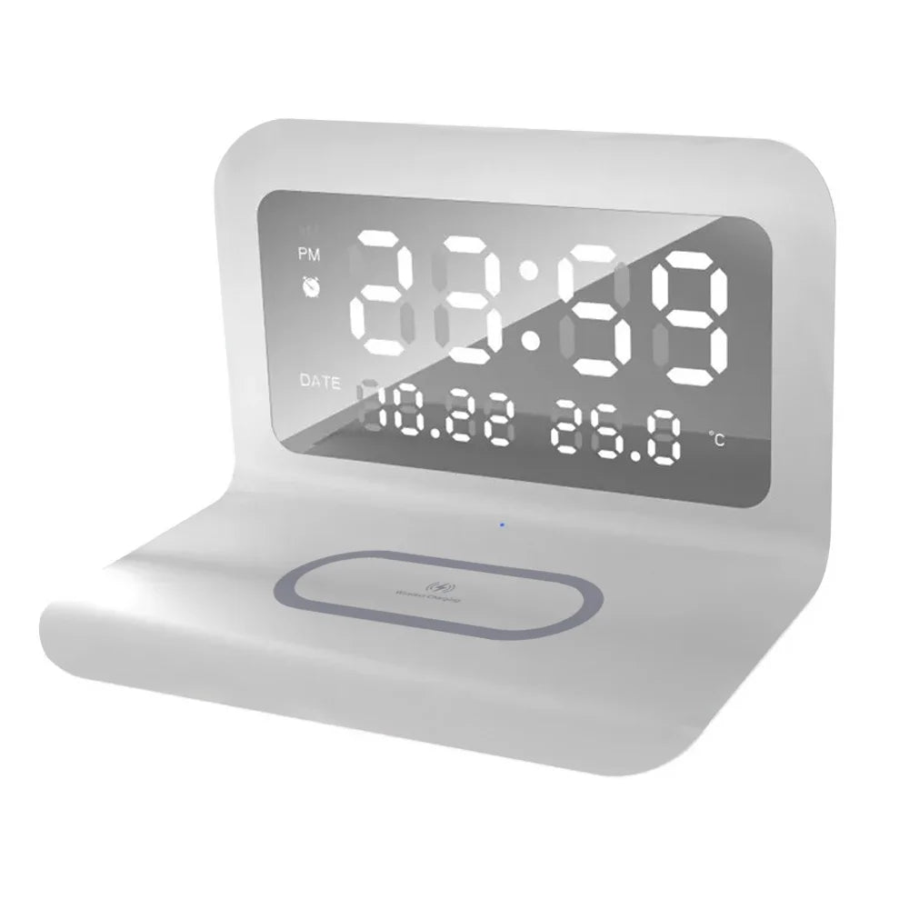 30W  Wireless Charger Stand with Alarm Clock & Thermometer | Compatible with iPhone 17-11/X, SamsungS25  , Xiaomi & All Qi Phone