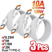 1/3Pcs 10A Cable 120W Super Fast Charging Type C To Type C Cable Highspeed Data Transfer For iPhone Samsung Xiaomi Charger Cable