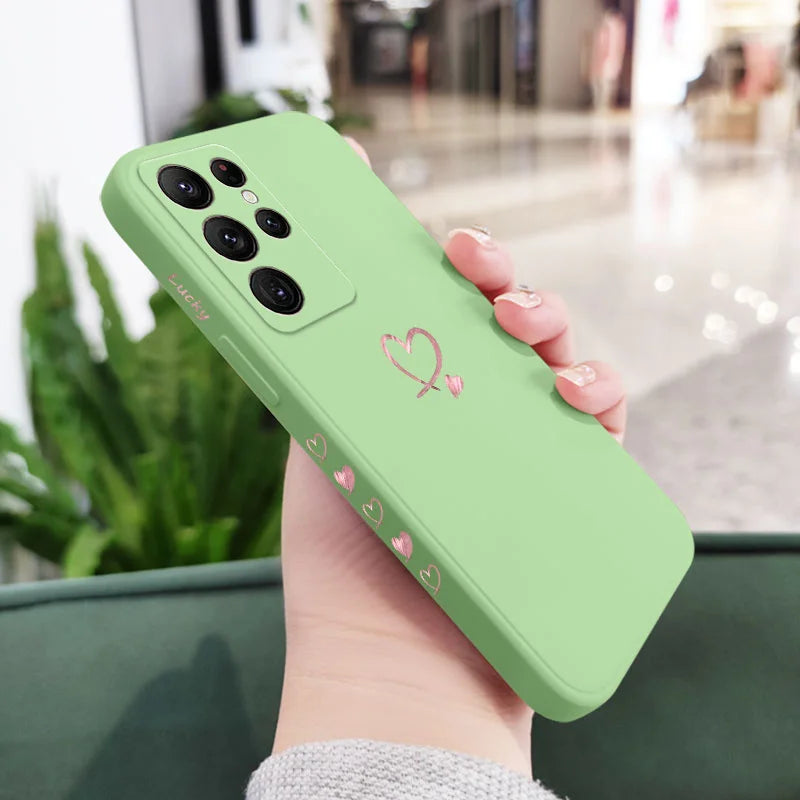 Texture Heart Phone Case For Samsung Galaxy S25 FE S24 S23 S22 S21 S20 S10 Ultra Plus FE Note 20 Ultra 10 9 Plus Cover