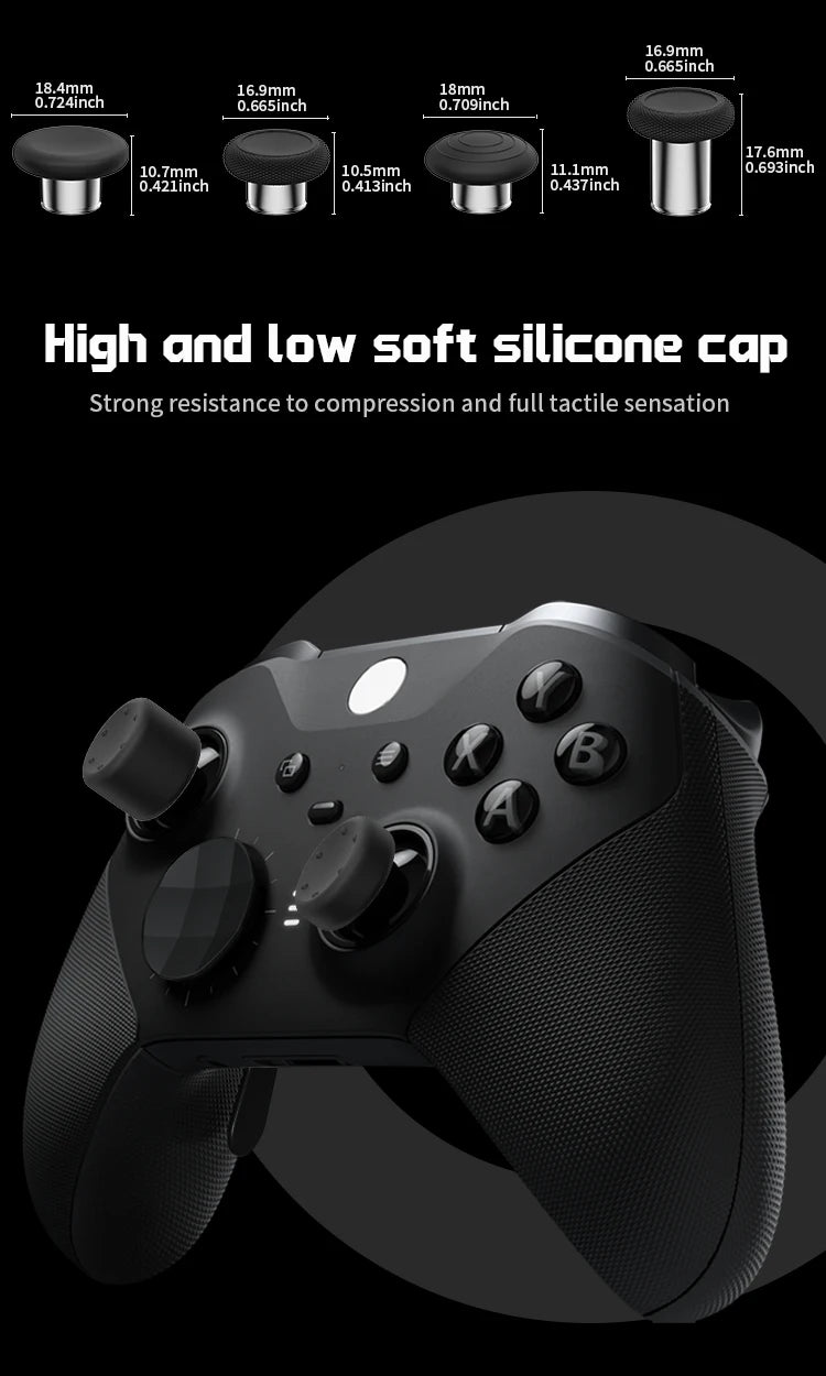 Suitable for Xbox Elite Series 2 Controller 14 in 1 Metal Accessories, Different Height Joysticks and Back Keys - Black Metal SE