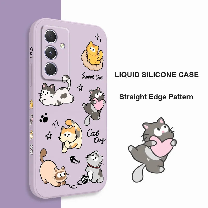 Cat String Ball Case For Samsung Galaxy A56 A36 A26 A54 A34 A24 A14 A55 A35 A25 A17 A16 A15 A07 A06 A05 A05S A04 A04S A04E 4G 5G