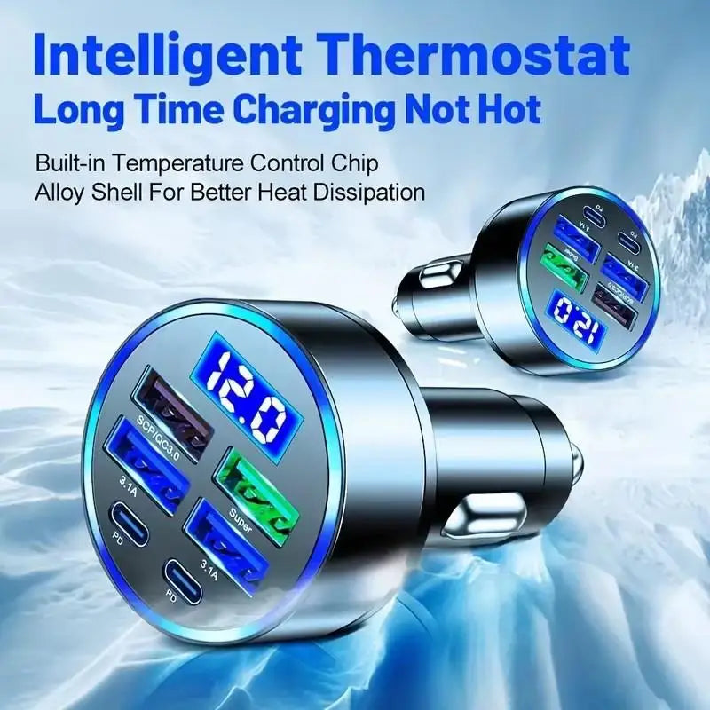 Fast Charging Car Phone Charger Adapter 4 Ports USB Car Charger Type C PD Quick Charge 3.0 Car Charger