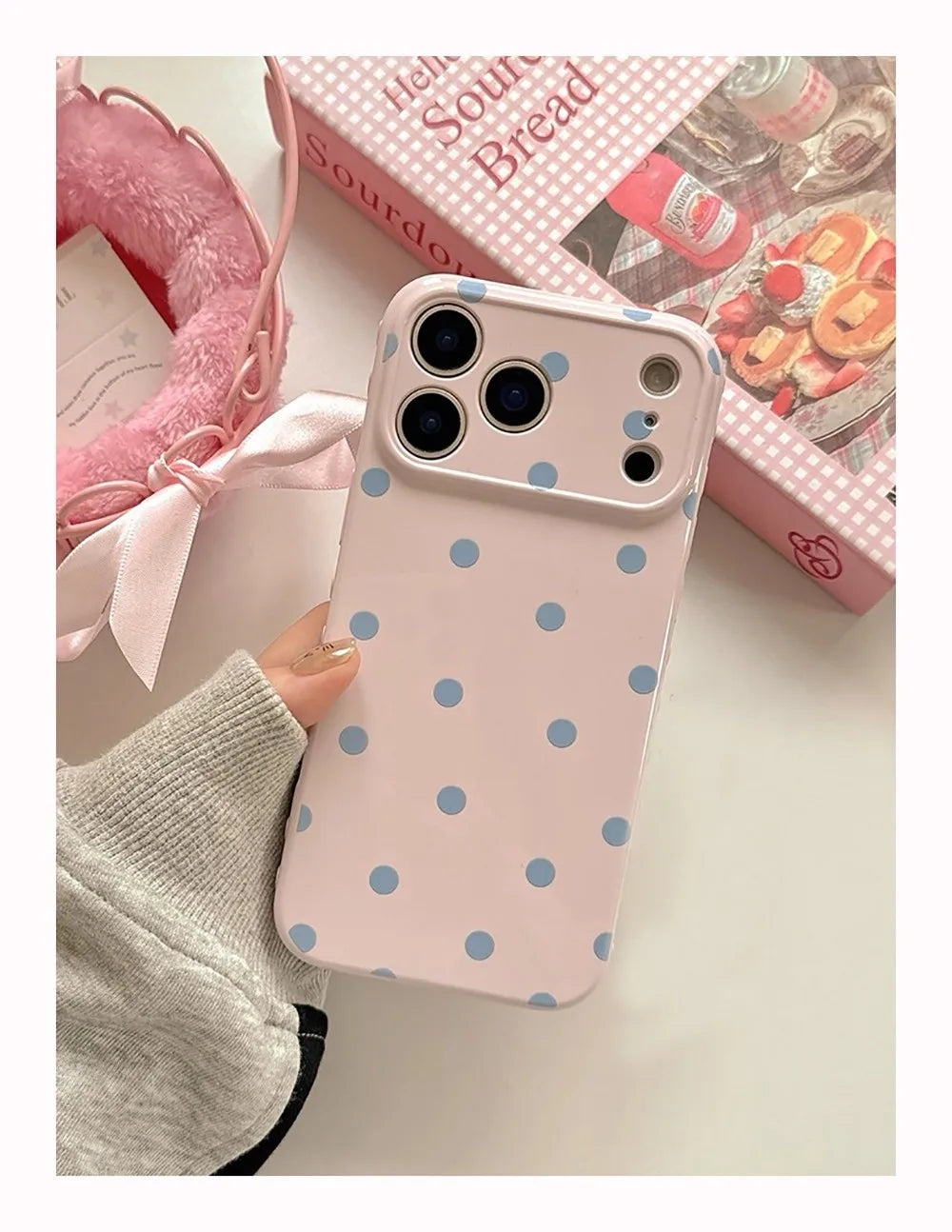 INS Lovely Polka Dot Cute Phone Case for iPhone 17 16e 16 15 14 13 12 11 Air Pro Max XS XR XSMax Plus Glossy Film Hard PC Cover