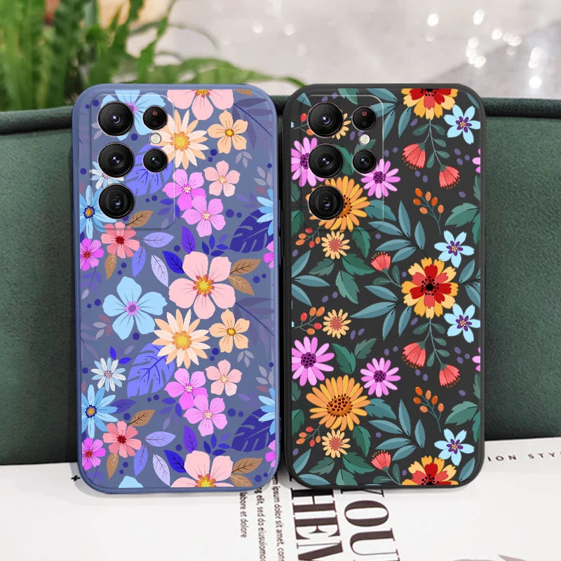 Showy Flowers Phone Case For Samsung Galaxy S25 S24 S23 S22 S21 S20 Ultra Plus FE Note 20 ultra 10 9 Plus Cover