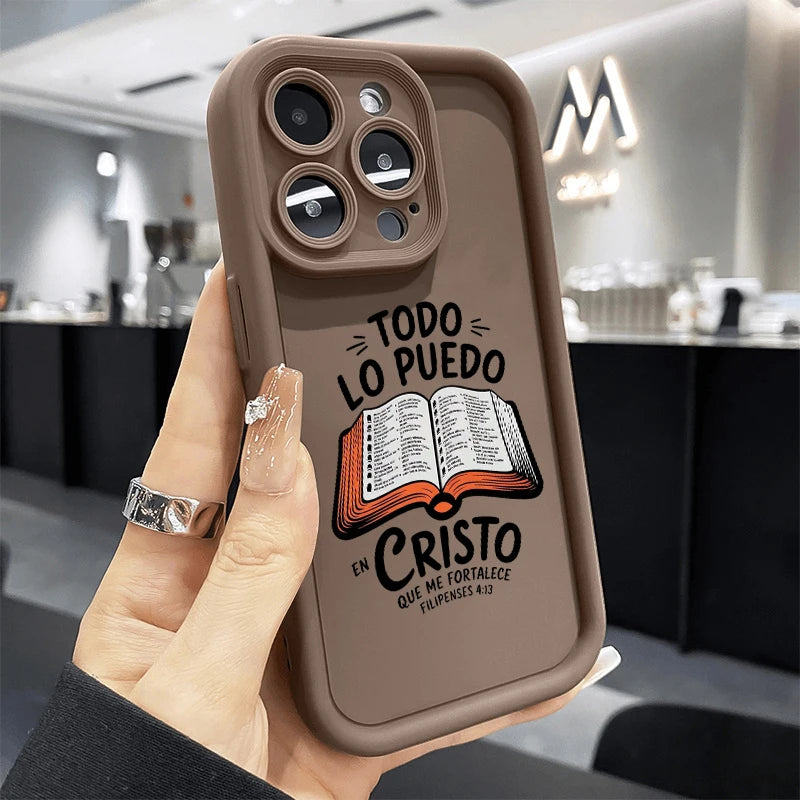 Christian Bible Book Pattern Silicone Phone Case For Samsung Galaxy S25 Ultra S24 FE S23 Plus S22 S21 S20 A15 A55 A54 A35 Cover
