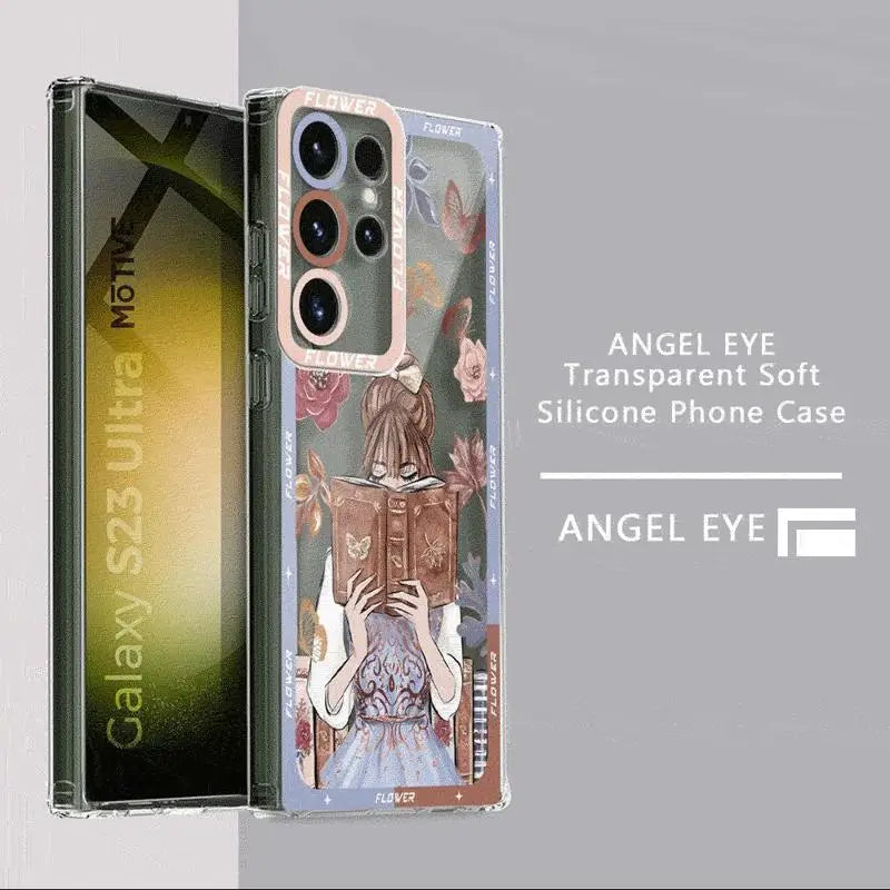 Butterfly Girl Flower Case for Samsung Galaxy S24 Ultra S20 FE S21 S22 Plus S23 Ultra 5G S23 FE Note 20 Ultra Transparent Soft