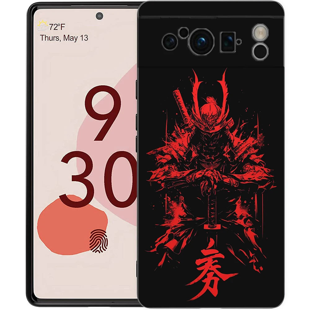 Japanese Bushido Samurai Phone Case For Google Pixel 10 9 8 7 6 Pro XL 9A 8A 6A 7A 5G Soft Shockproof TPU Black Cover