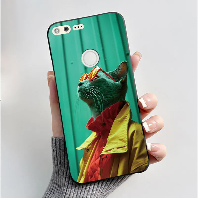 For Google Pixel 1 Case Aesthetic Cute Cat Shockproof Silicone TPU Soft Back Cover for Google Pixel 1 Pixel1 XL Phone Case Coque