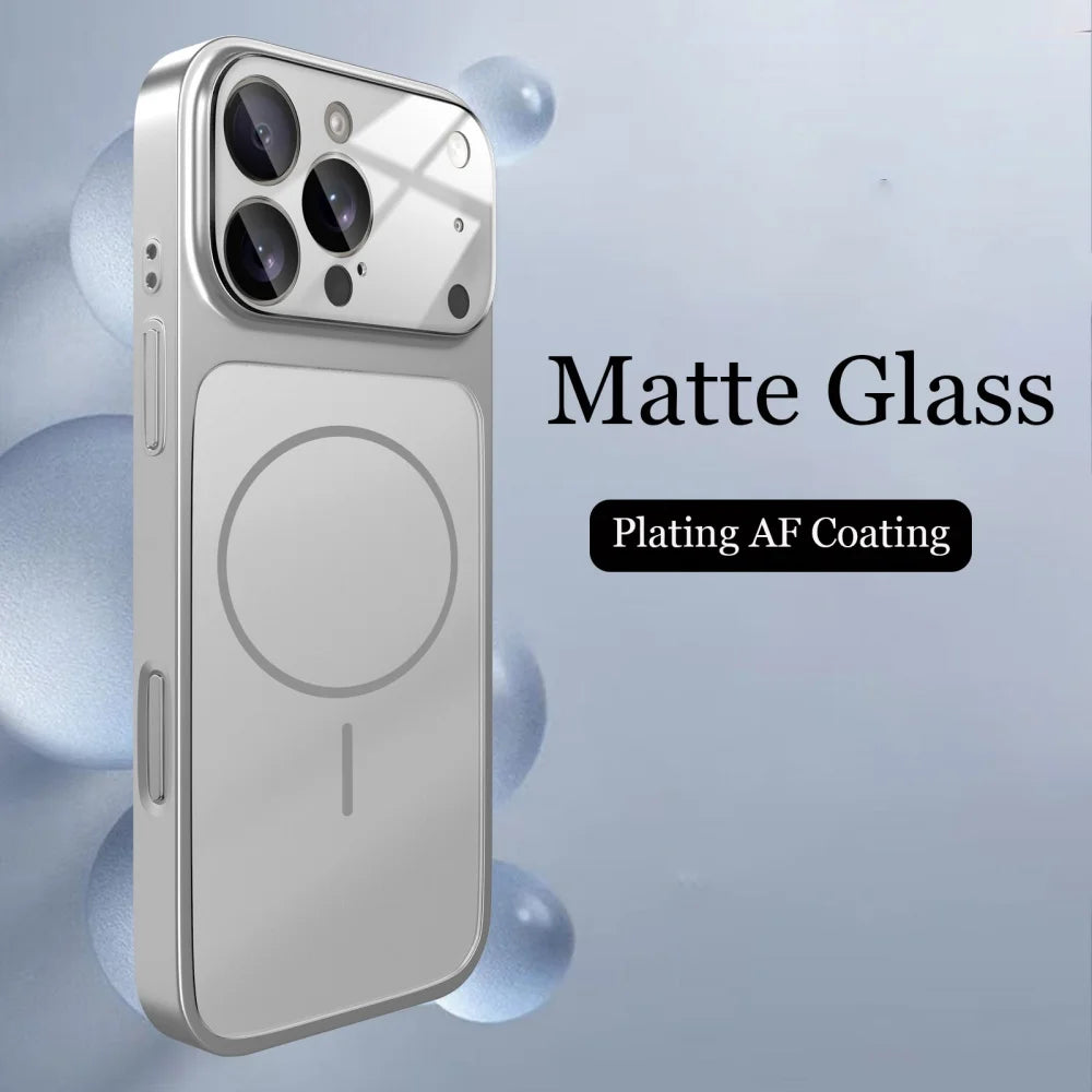 Original Glass Nano Matte Case For iPhone 17 Air 16 15 14 13 17 Pro Max 17Pro Magnetic For Magsafe Wireless Charging Armor Funda