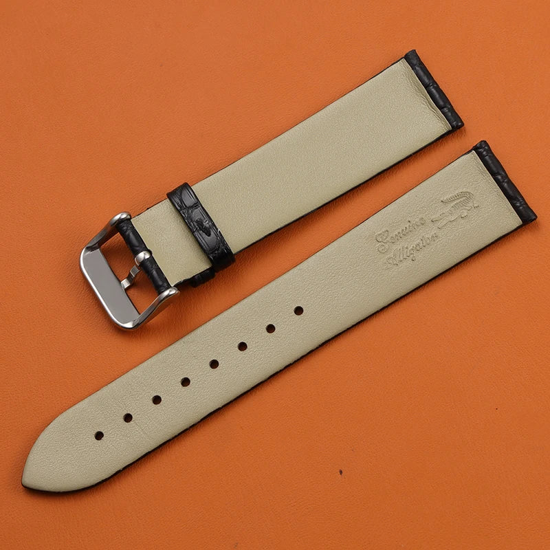 High end crocodile leather strap, 18 19 20 21 22MM. Black brown soft, quick release, leather luxury men's and women's watchband