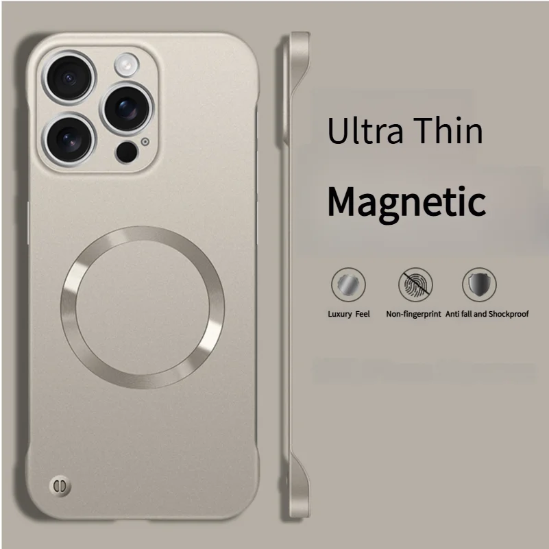 Ultra Thin Metallic Paint Magnetic For Magsafe Case For iPhone 17 Air 16 15 14 13 12 Pro Max Plus Frameless Cooling Hard Cover