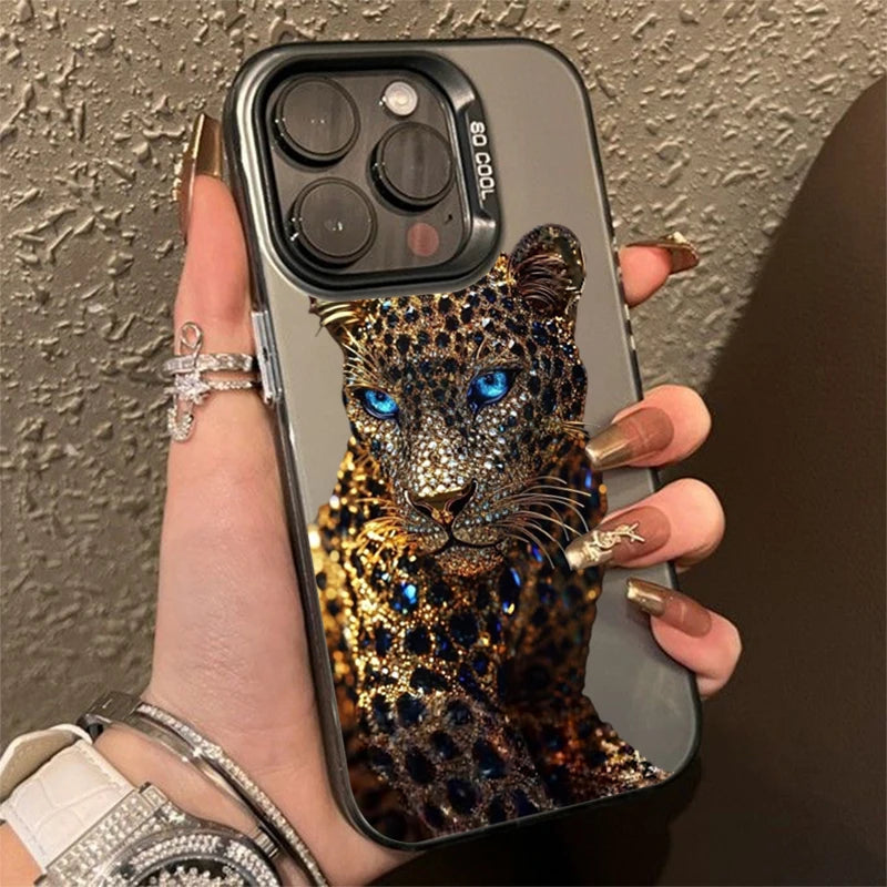 Gold and Slivery Leopard Print Phone Case for Samsung Galaxy S25 S24 S23 S22 S21 S20 Ultra Plus FE A55 A54 A53 A34 A35 A15 Cover