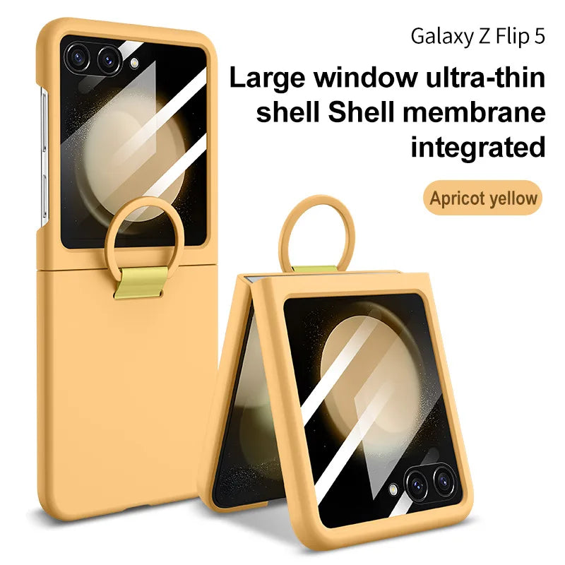 2025 Hot Skin Feel Glass Case for Samsung Galaxy Z Flip 7 FE 6 5 5G Fold business Fashion Cover Anti-knock Cases for Flip5 Flip6