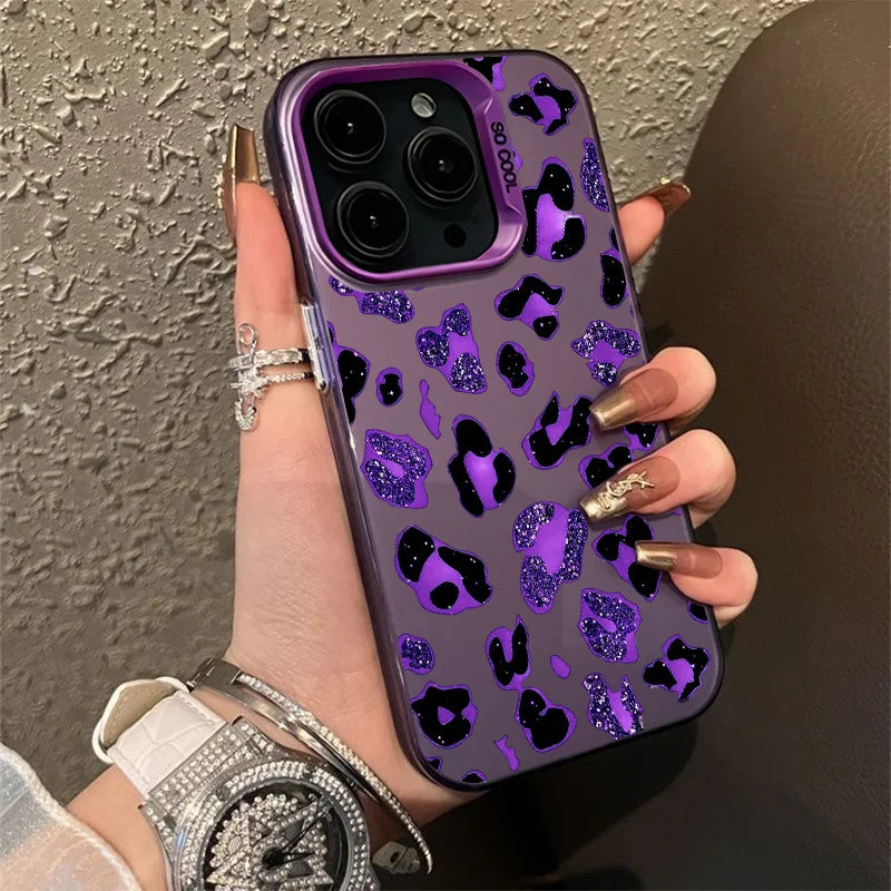 Shining Purple Leopard Print Phone Case For Samsung Galaxy S26 S25 Ultra S24 Plus S23 FE S22 S21 S20 A16 A54 A53 A34 A55 Cover