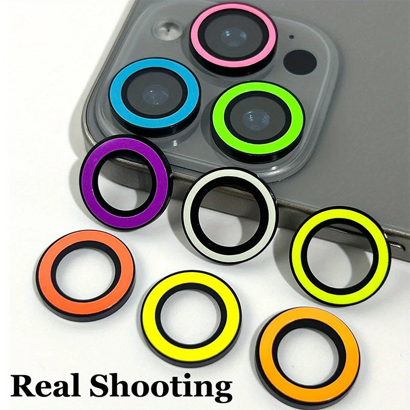 Luminous Camera Lens Protector Film for iPhone Duo Fold 18 17 16 15 14 13 12 11 Pro Max 16 Plus Random Glow At Dark Night Cover