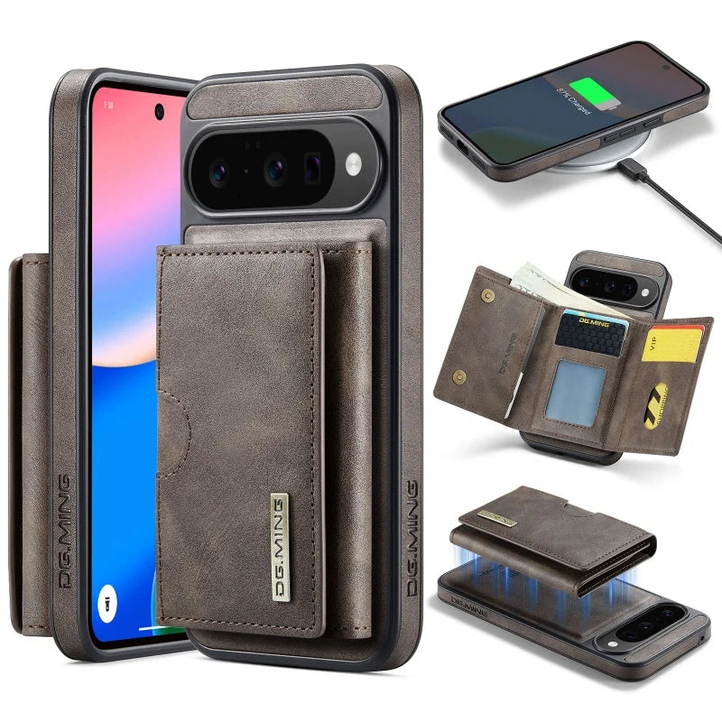 Dg.ming Magnetic Leather Wallet Phone Case For Google Pixel 10 Pro Xl Pro 9 8 2 In 1 Detachable Flip Card Funda Cover Coque Etui
