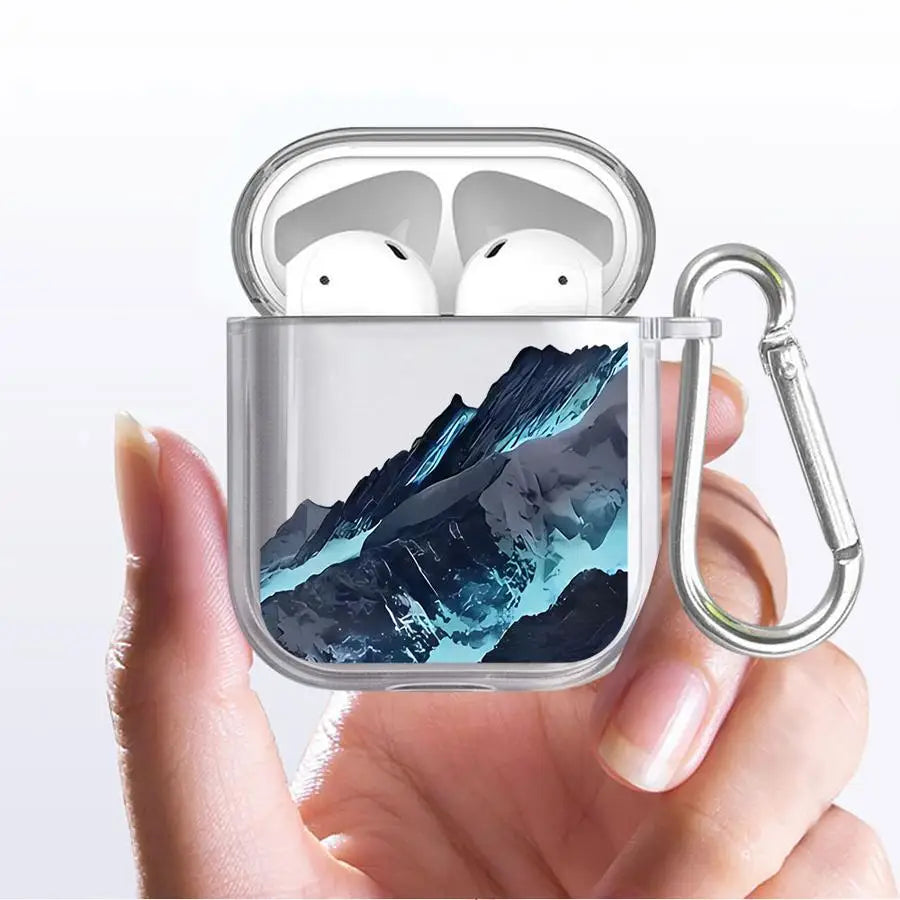 Case For Airpods 1 3 2 Pro3 Pro 4 Pro2 Clear Earphone Cases Cover Snow Mountain Airplane