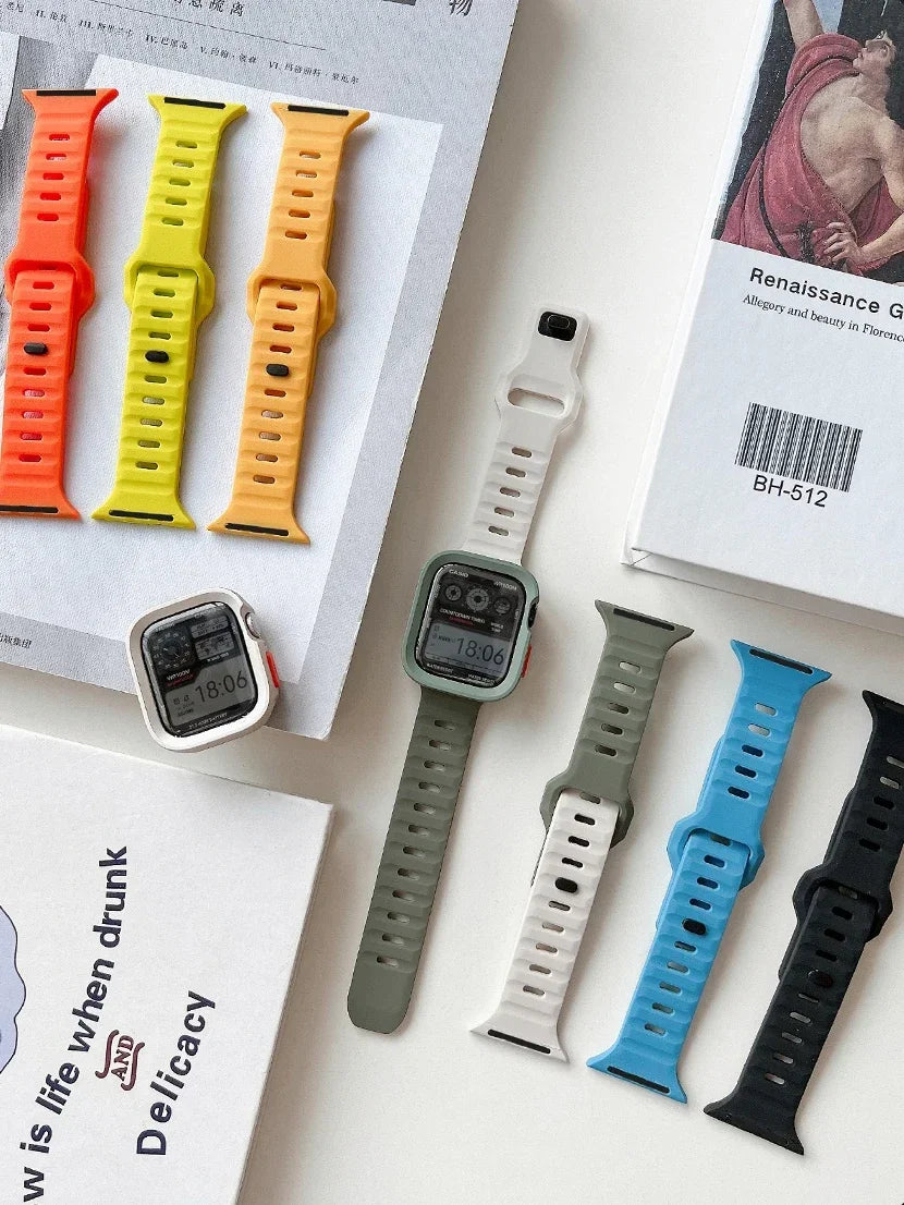 Silicone Case+Strap for Apple Watch Ultra3 49mm Series 11/10 42mm 38 44mm 40mm 45mm 41mm Bracelet Cover for iWatch Series 8 9 7