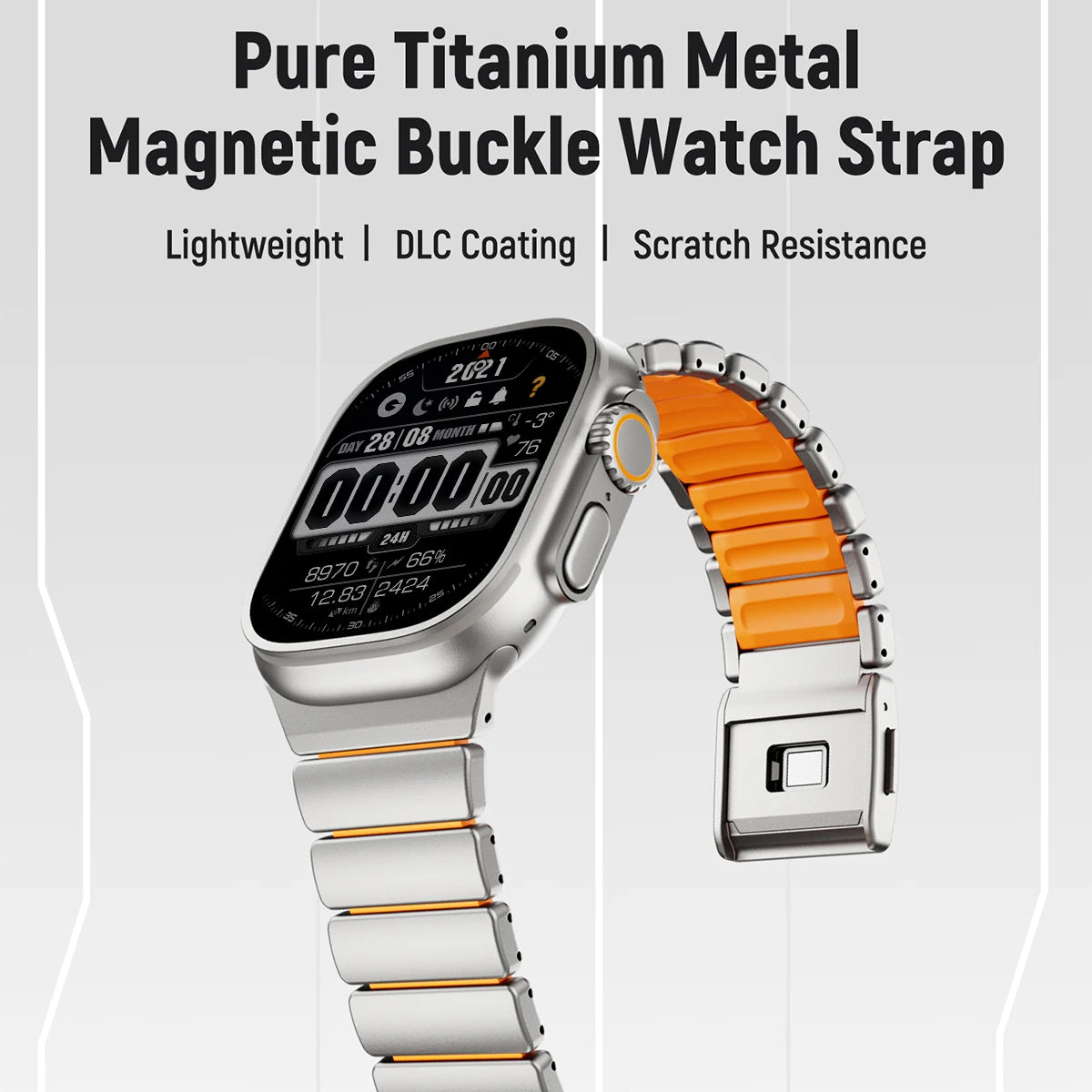 Titanium Silicone Magnetic Strap for Apple Watch Ultra 4/3/2 49mm Series 12/11/10 46mm Metal Band for Iwatch 9 8 7 45mm SE3 44mm