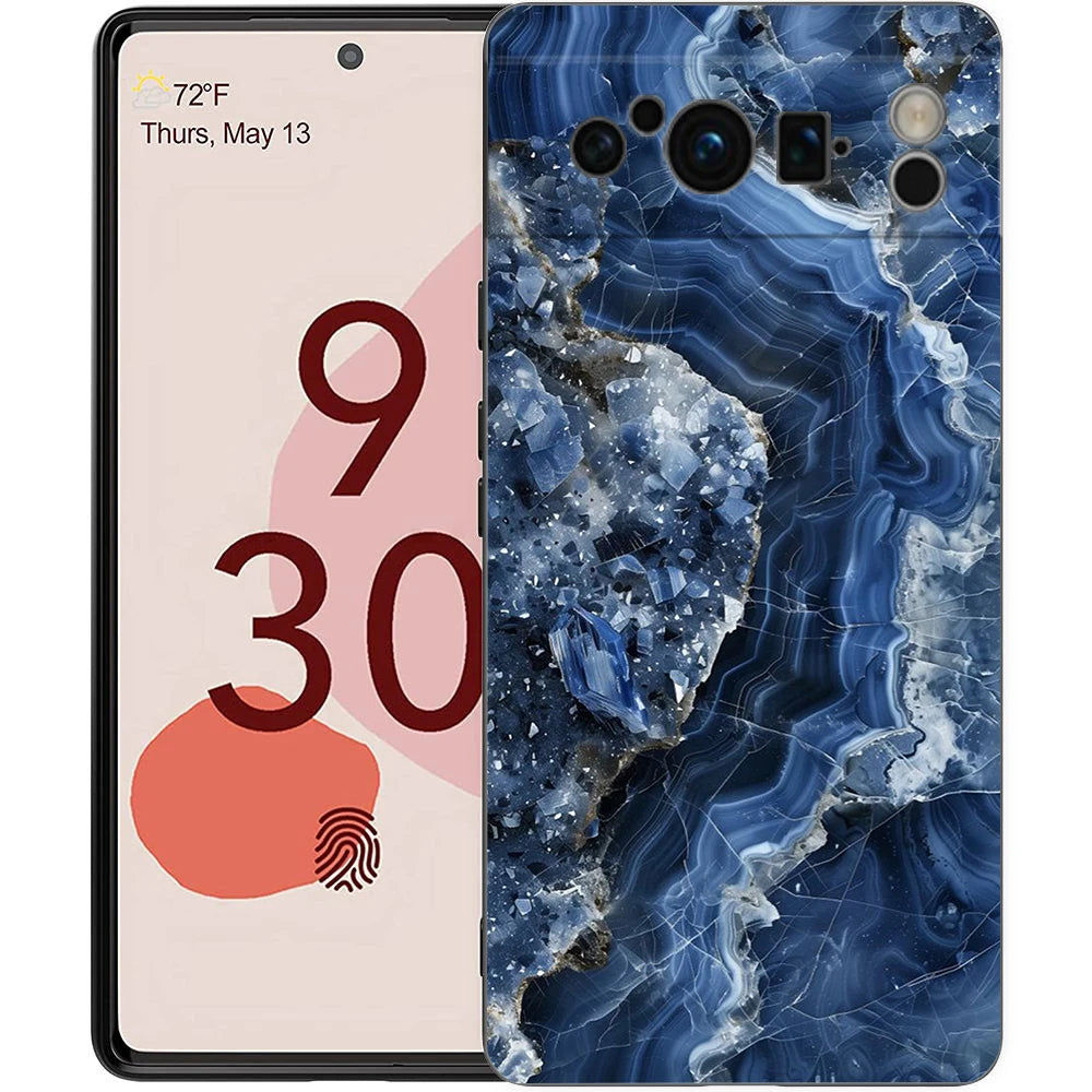 Marble Stone Phone Case For Google Pixel 10A 10 9 8 7 6 Pro XL 9A 8A 6A 7A 5G Soft Shockproof TPU Black Cover