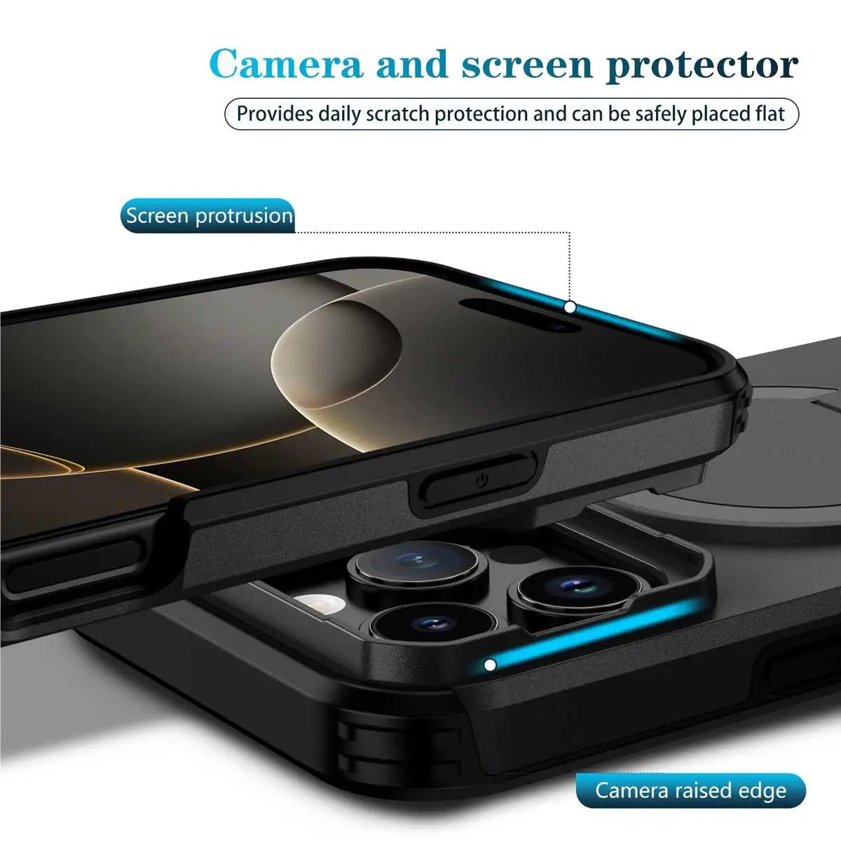 Heavy Duty Magnetic Camera Slide+Kickstand Phone Case For iPhone 16 15 14 13 12 11 Pro Max 16 15 14 Plus 13mini 12mini 16E17E 17