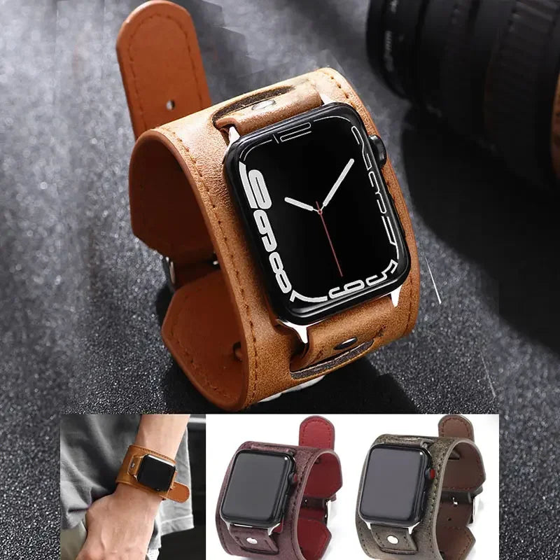 Leather bracelet for apple Watch band 46mm 42mm 44mm 40mm 41mm 45mm ultra 2 49mm watchband iwatch series 10 9 8 7 4 5 6 Se strap