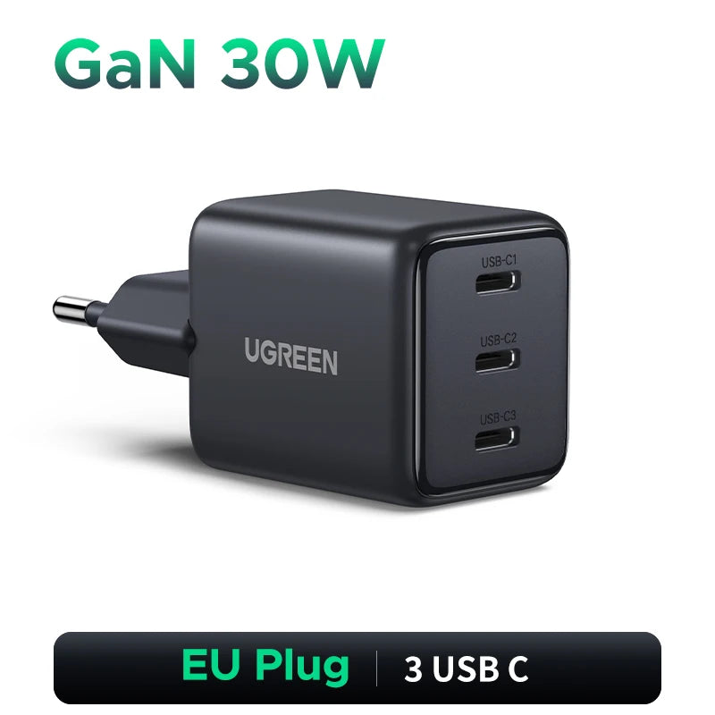 UGREEN 30W GaN Charger PD 3.0 UFSC PPS For iPhone 17 16 15 Pro Max Samsung S25 Xiaomi Tablet iPad Air Pro 3 USB C Phone Charger